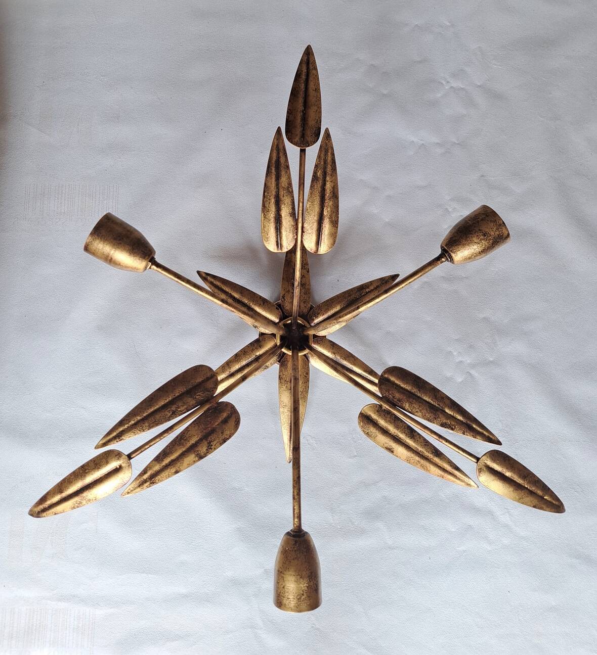 Plafonnier, applique feuille en métal doré