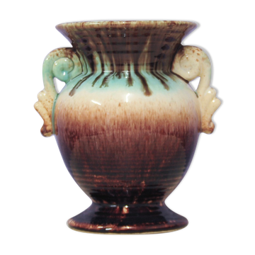 Vintage vase in brown and blue ceramics