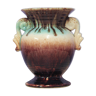 Vase vintage en céramique marron et bleu