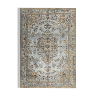 Tapis rustique anatolien des années 1980 220 cm x 320 cm gris fait à la main