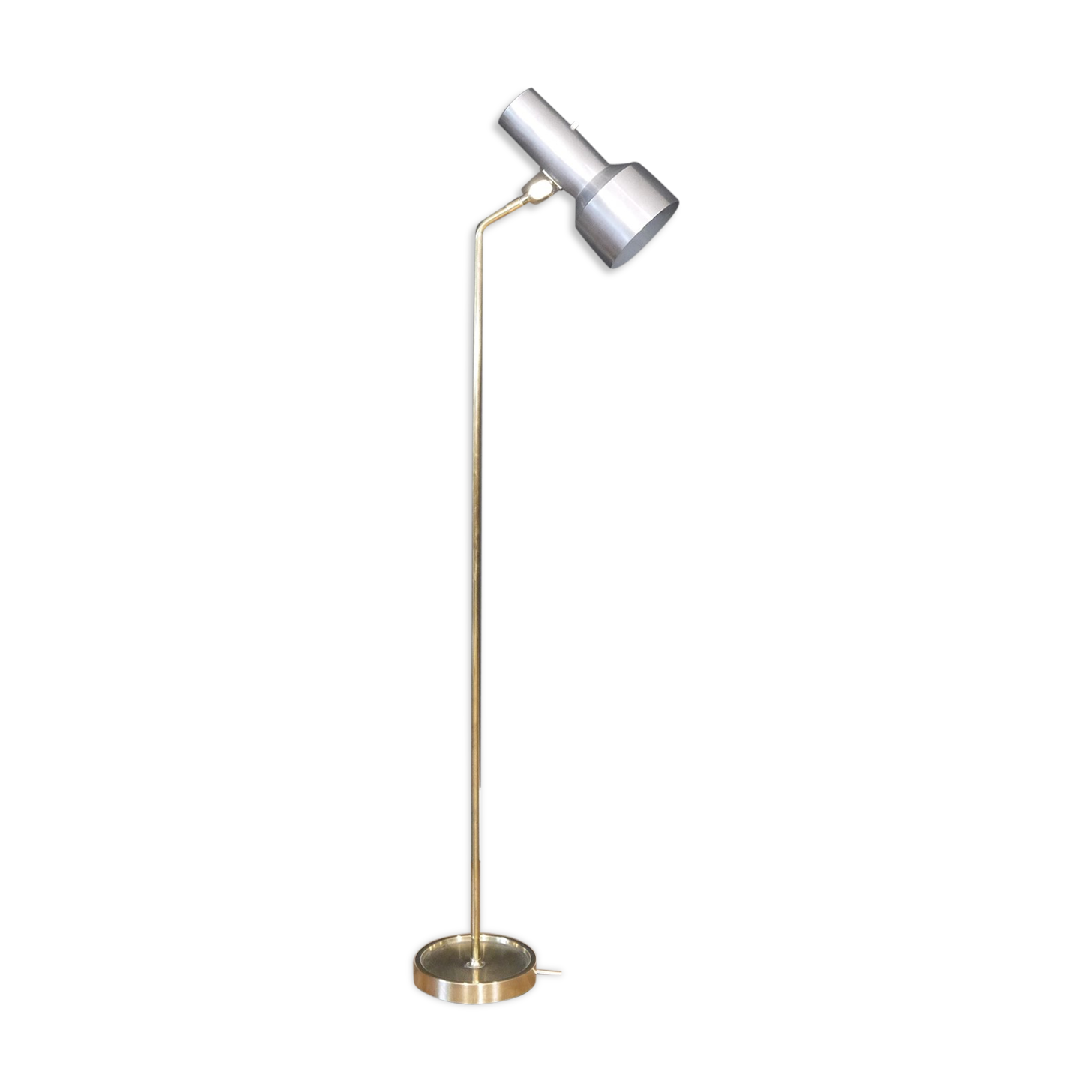 Vintage brass and brushed aluminum floor lamp