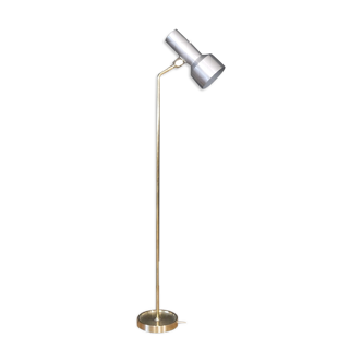 Vintage brass and brushed aluminum floor lamp