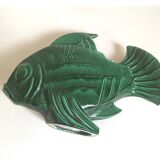 Green ceramic fish lejan art deco width 40 cm