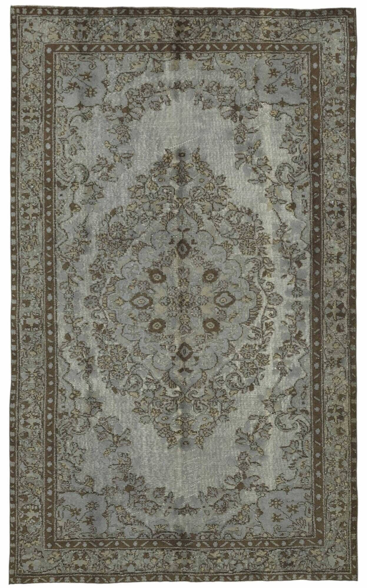 Overdyed Wool Vintage Handmade Carved Rug 172 cm x 287 cm