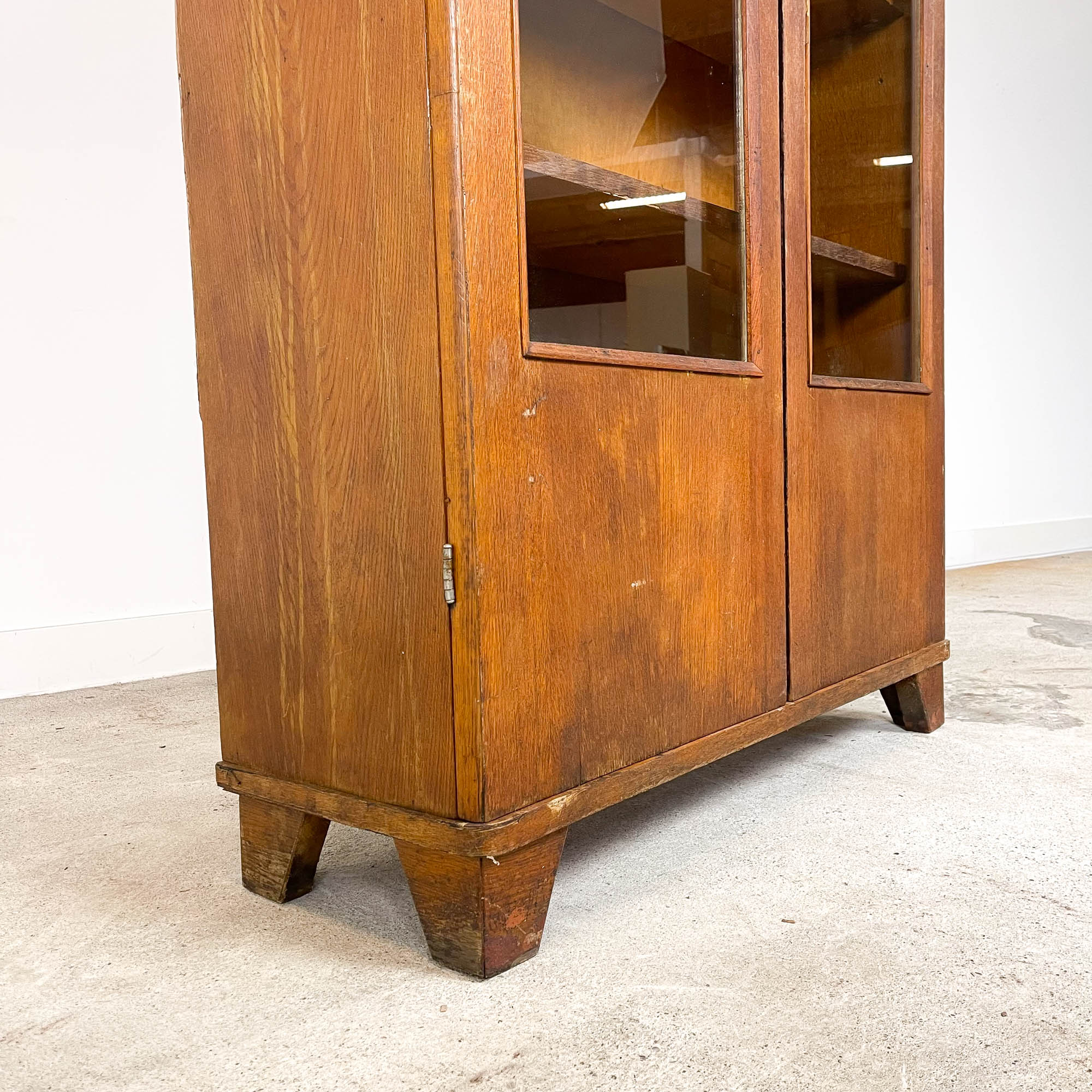 Vitrine de laboratoire scolaire en bois vintage