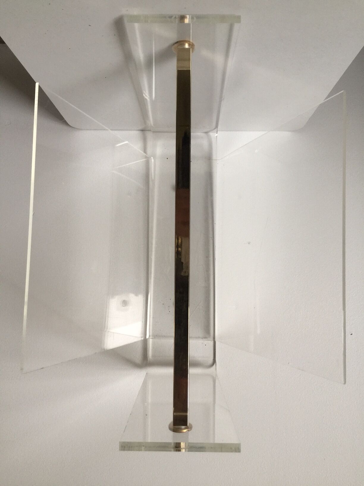 Magazine rack perspex and brass 1970s