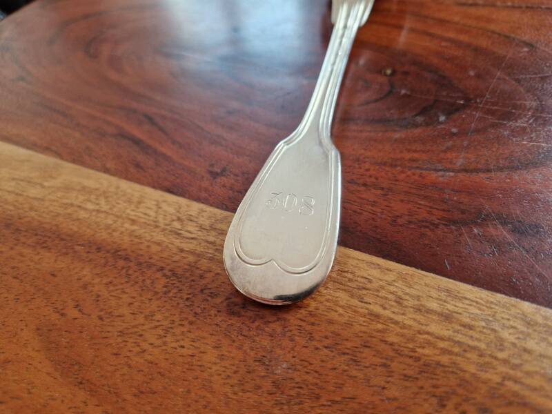 Alfenide, Christofle - Silver-plated metal table spoon - Chinon model