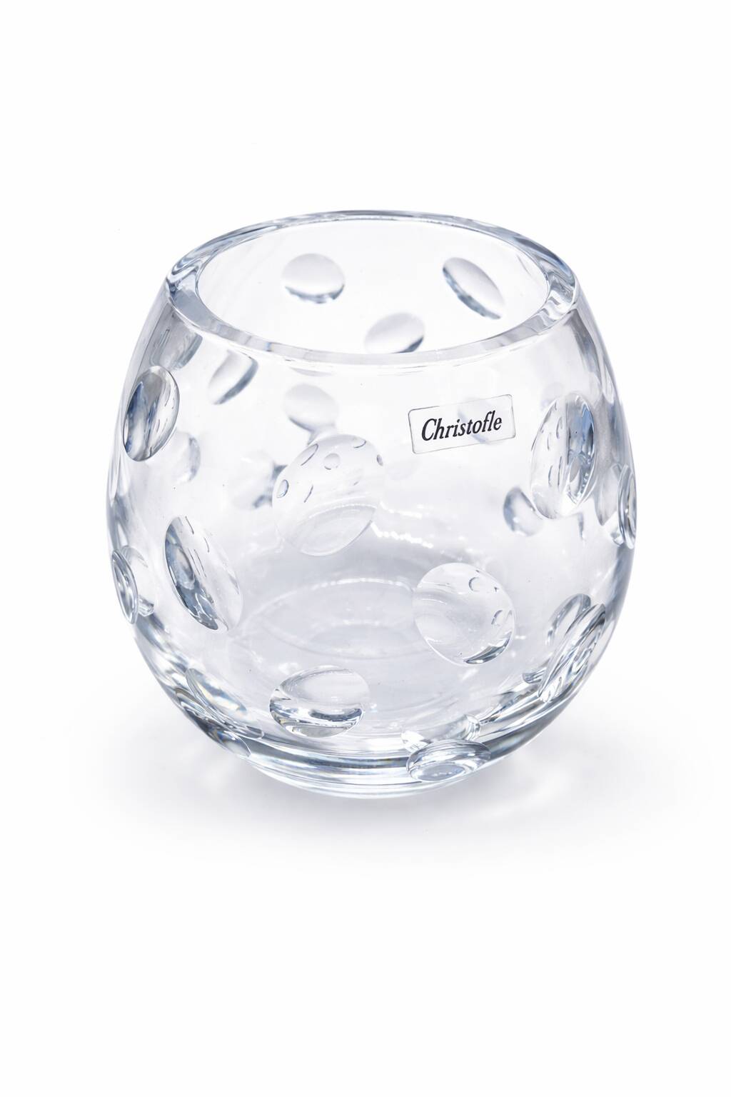 Crystal vase signed Christofle – Bubbled model – 16 cm – Perfect condition