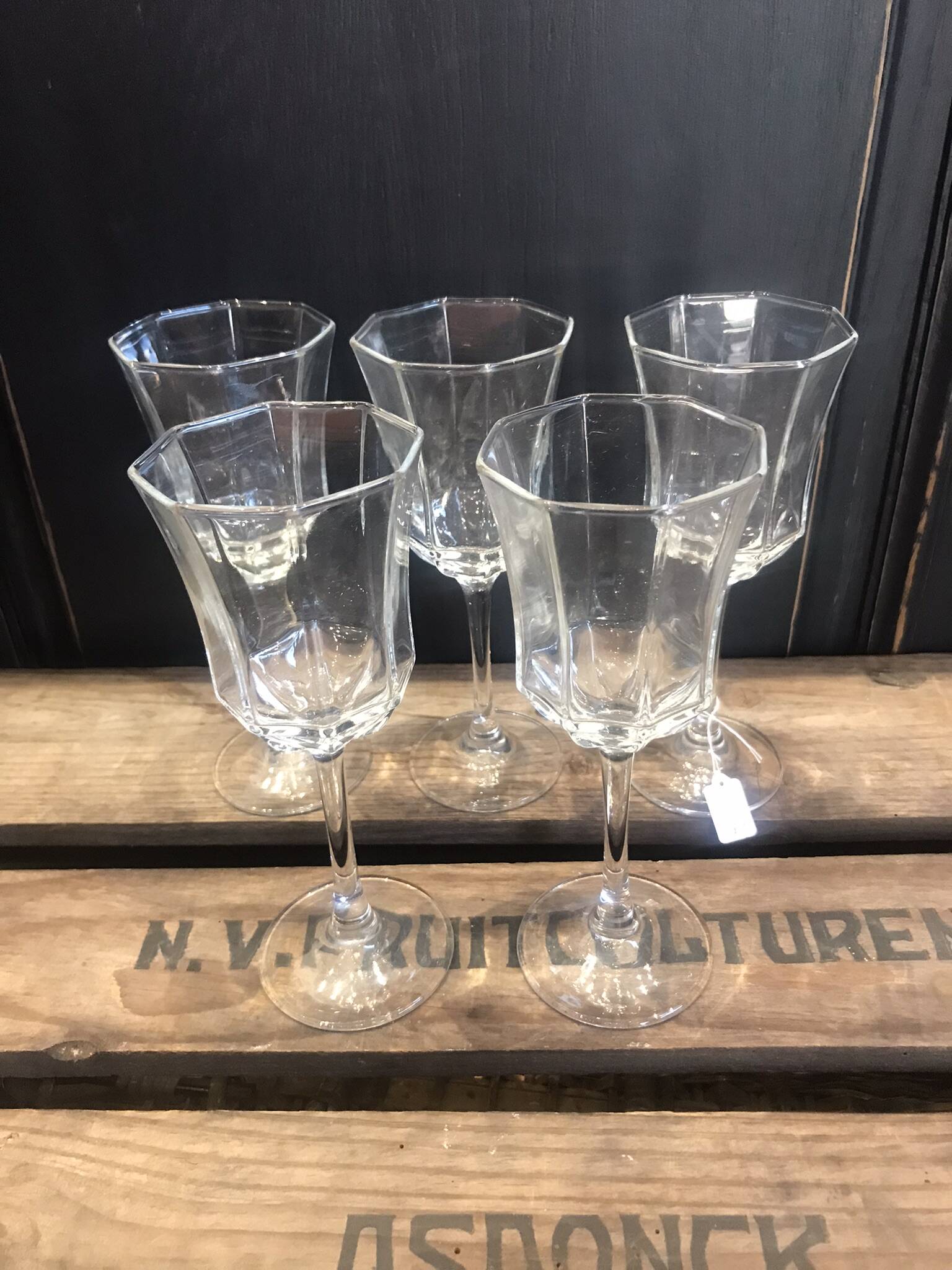5 vintage Luminarc wine glasses, Octime model