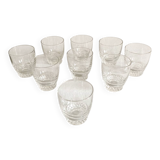9 crystal liqueur glasses, 1950s