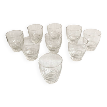 9 crystal liqueur glasses, 1950s