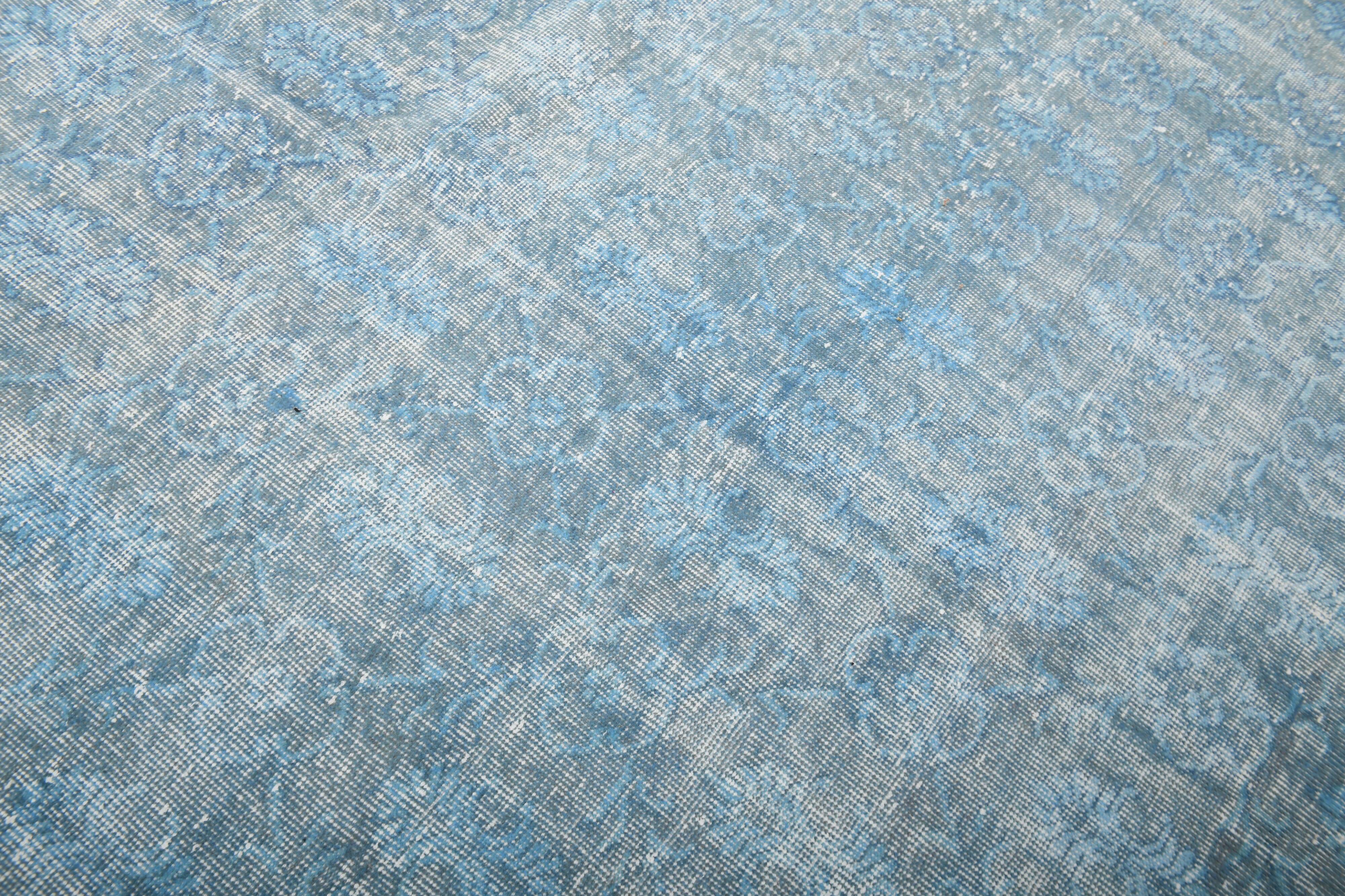 7x11 Turkish Light Blue Camouflage Pattern Vintage Rug, 223x329Cm