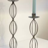 Geometric METAL CANDLE HOLDERS Patinated Gray