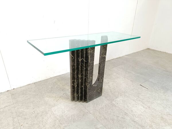 Console en marbre noir par Cattelan Italie, 1980