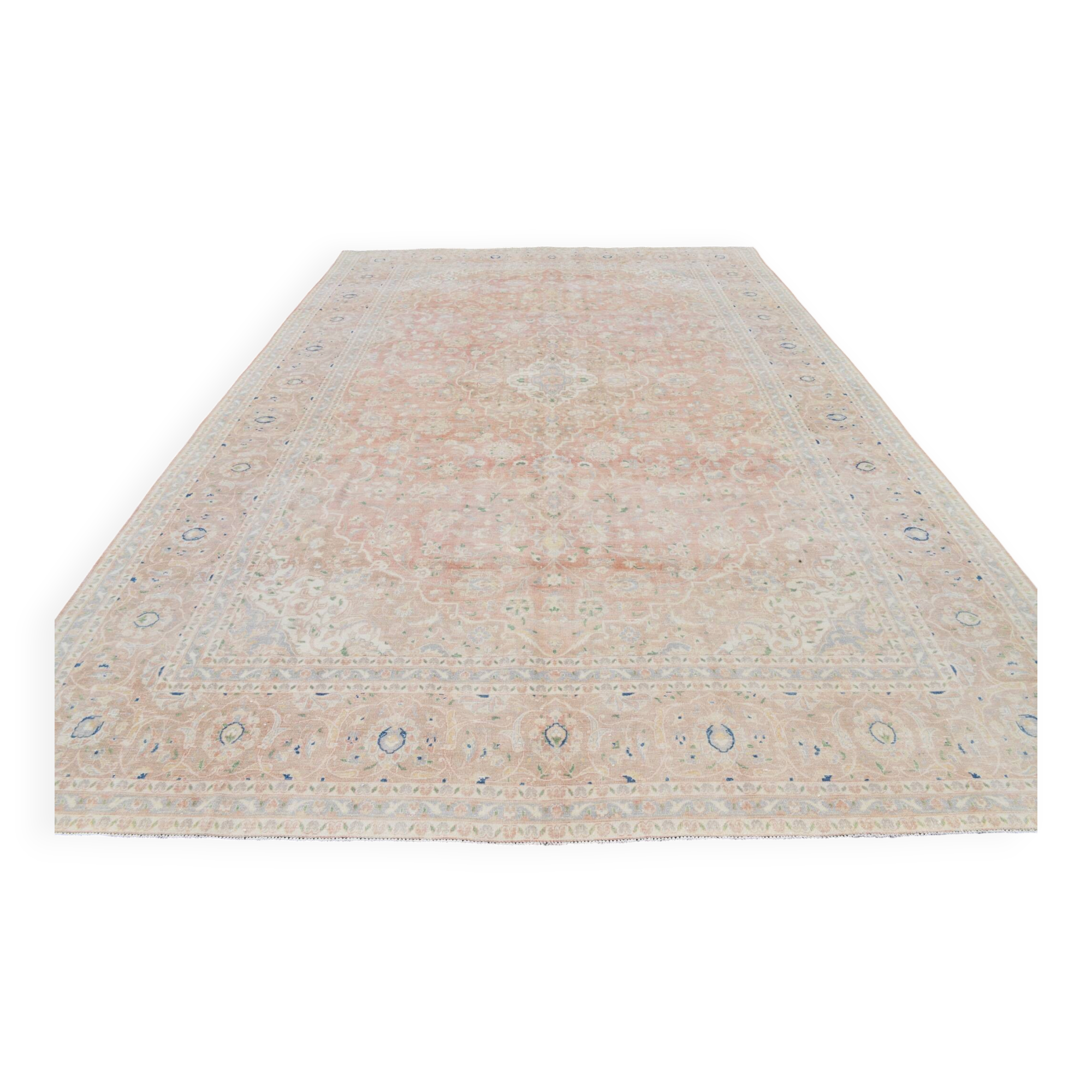 9x13 Blush Pink Vintage Persian Rug, Handmade Luxury Decor, 283x408 Cm