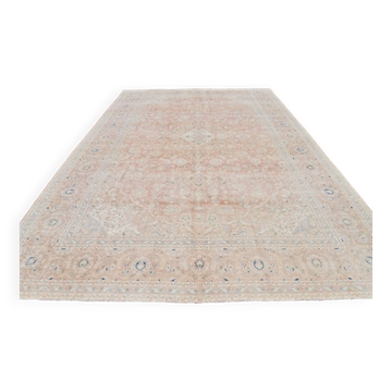 9x13 Blush Pink Vintage Persian Rug, Handmade Luxury Decor, 283x408 Cm