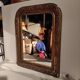 Old Louis Philippe style mirror in wood and plaster with mercury ice cream