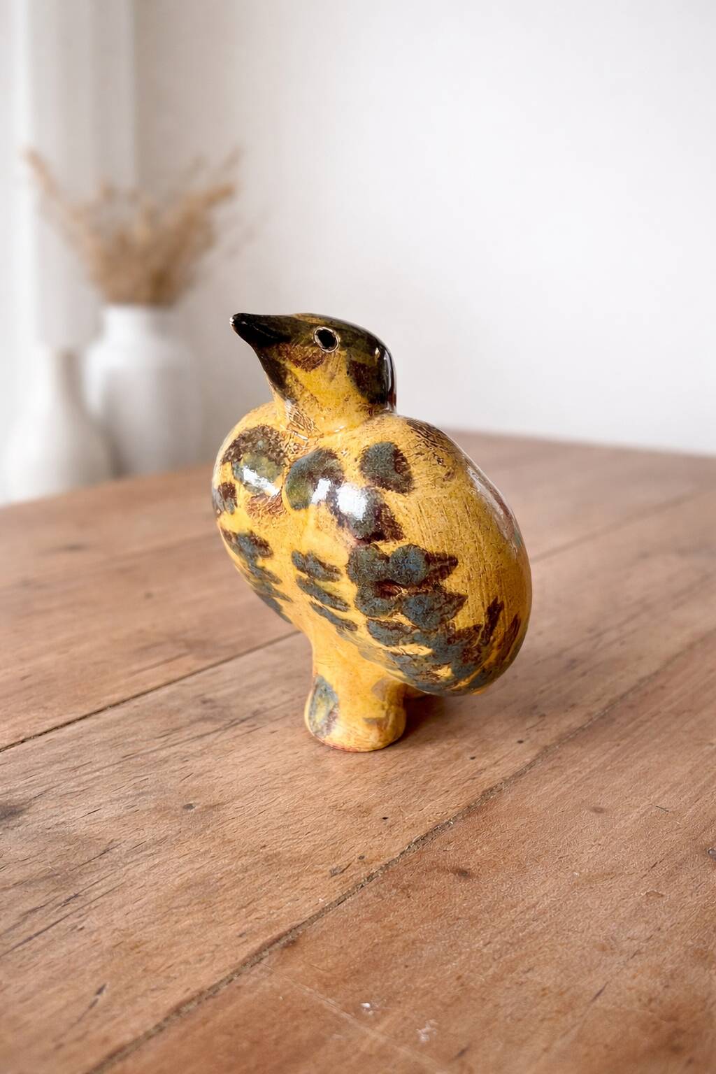 Decorative bird in glazed earthenware, Europe, around 1960.