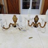 Paire d'Appliques Laiton , Verre .