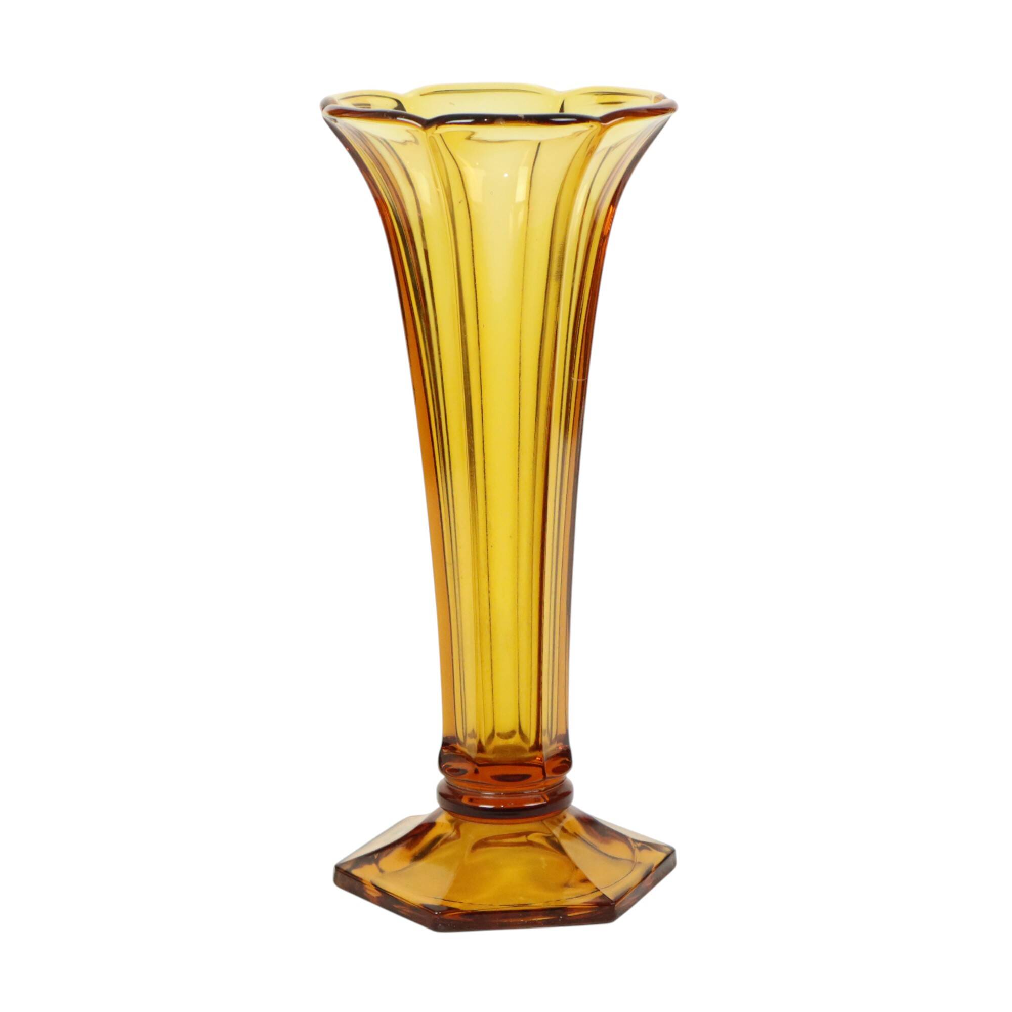 Luxval Vase Amber Américain 1935 Val Saint Lambert Art Deco