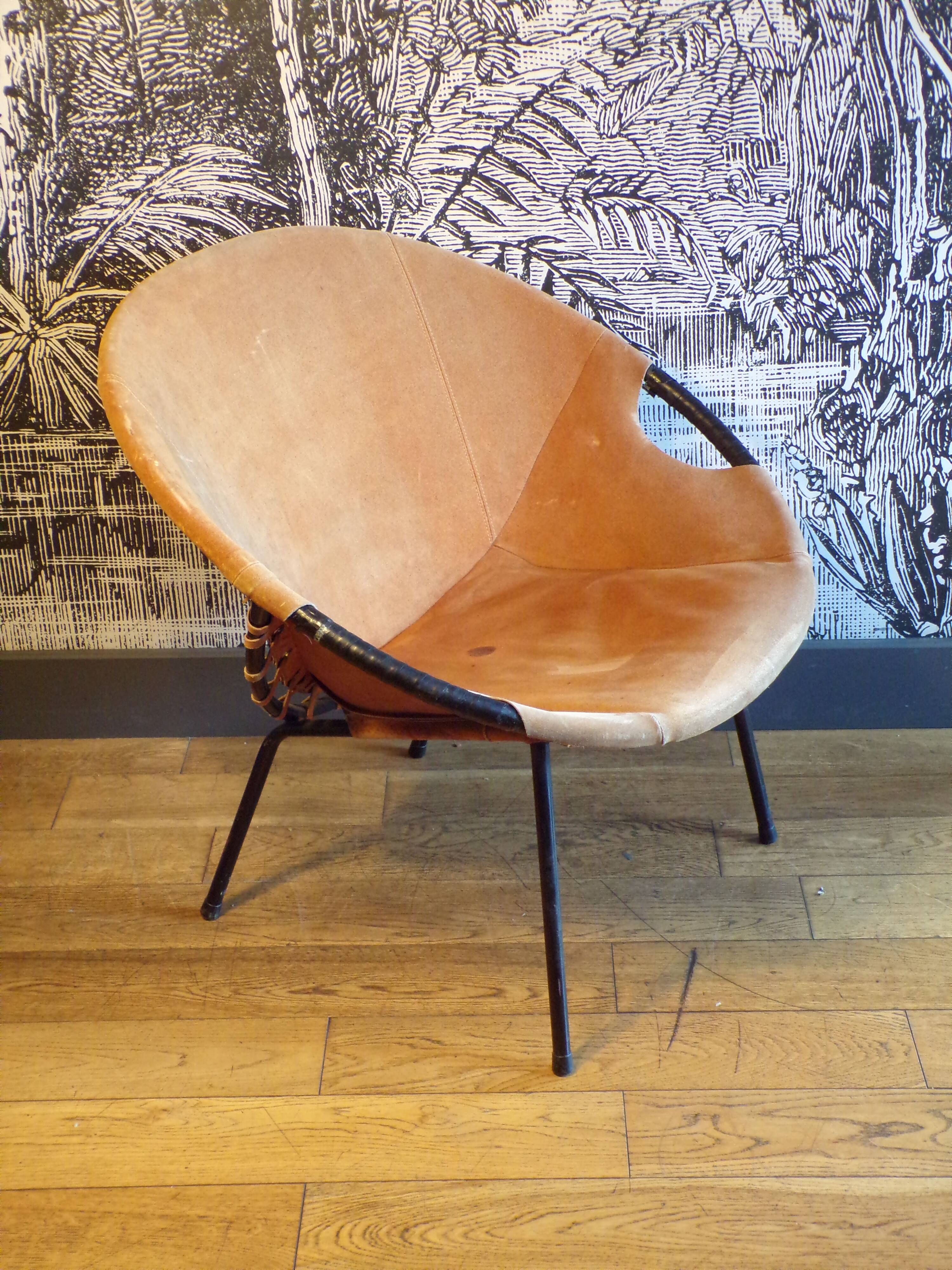 Circle armchair in suede by Lusch Erzeugnis for Lusch &Co