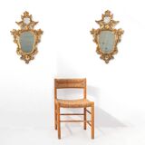 Paire de miroirs vénitiens en bois doré de style rococo, vers 1850, Italie