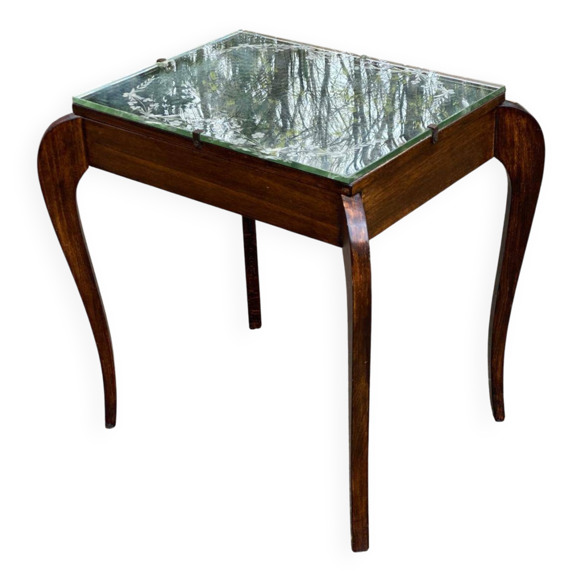 Louis XV solid wood mirrored coffee table