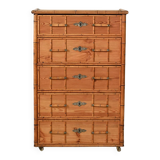 Scandinavian Colonial-Style Chest of Drawers in Pine and Bamboo