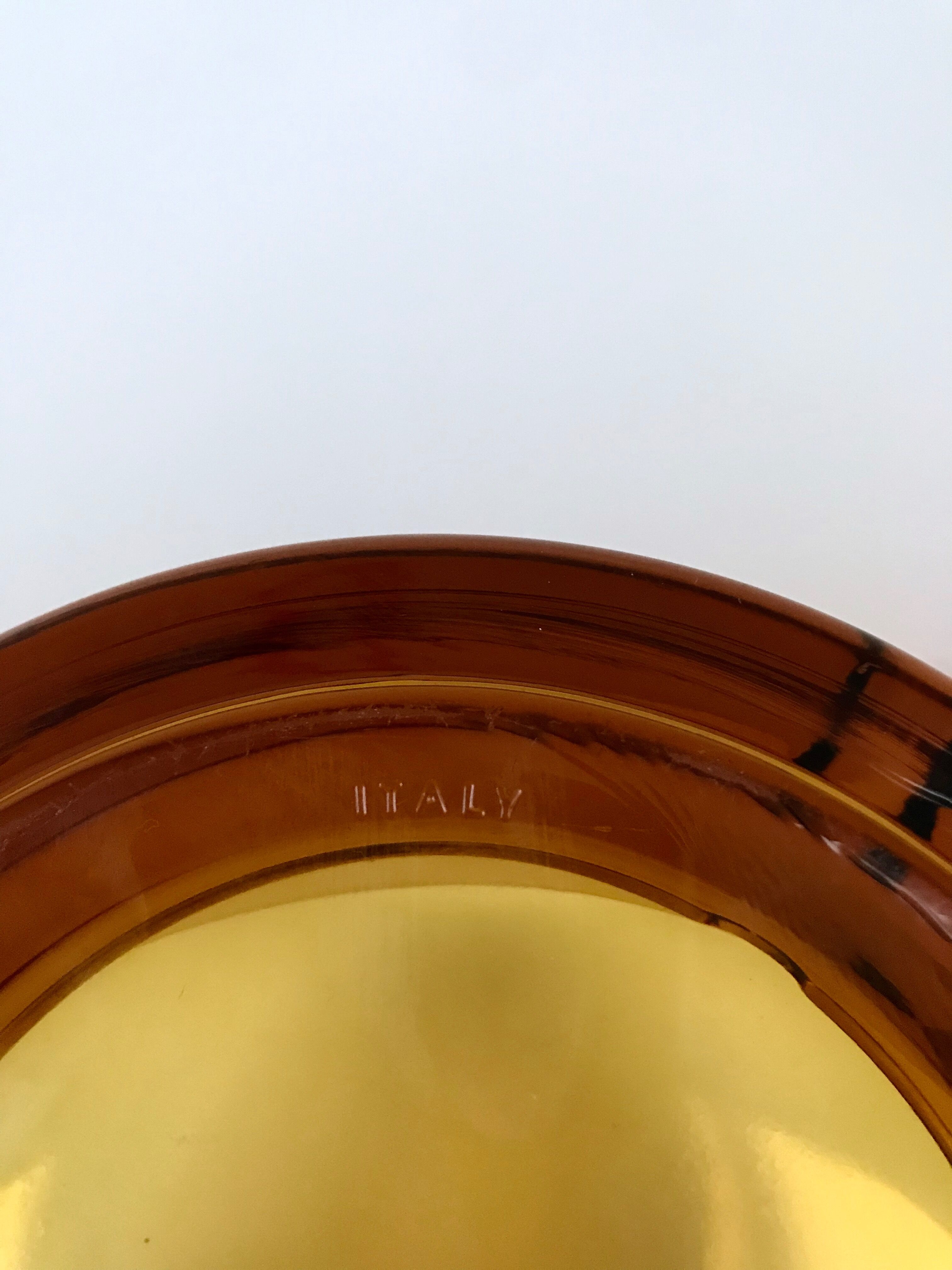Ashtray glass amber, Italy, 1970