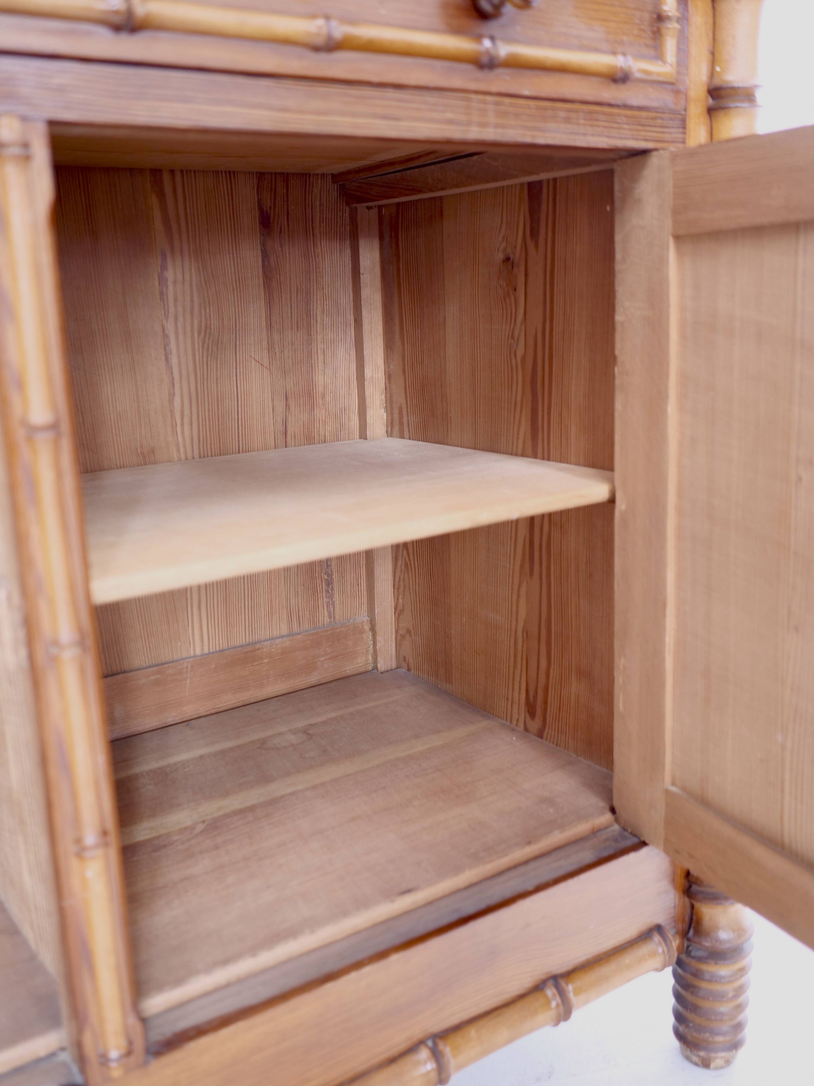 Late 19th century faux bamboo chest of drawers in pine