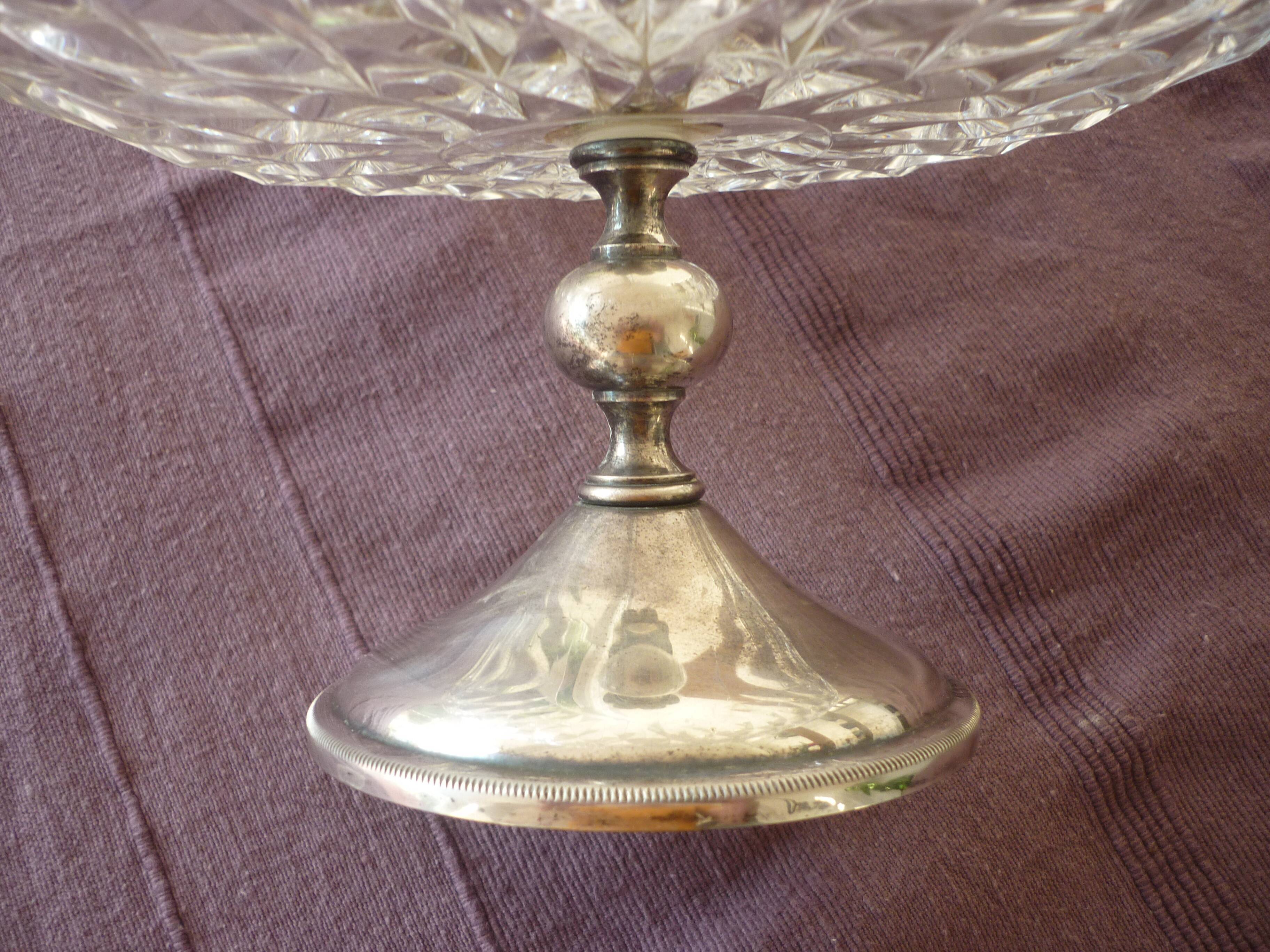 Coupe en cristal et metal argentée