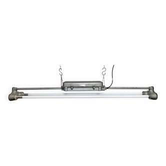 Grey Industrial Hanging Tube Light from Polam Gdansk, 1970s