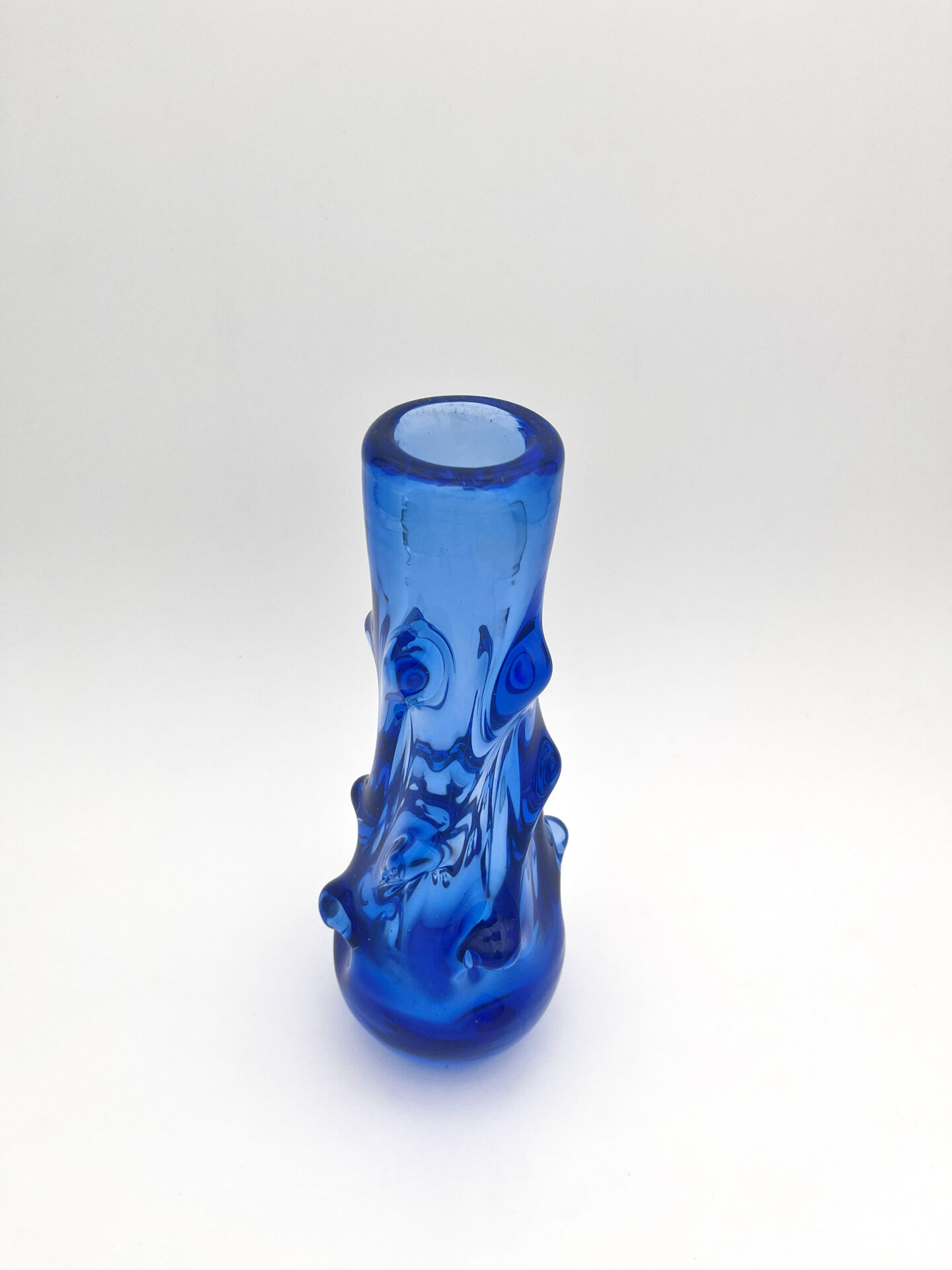 Vase Jan Beránek Chribska Art Glass Blue 27cm 1.68kg Mid-Century