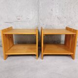 Paire de chevets vintage en pin années 70 80
