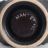 Bay Keramik orange-red and black candle holder from the 70s