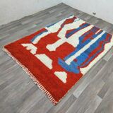 Off-white Moroccan rug with colorful patterns, 200cm x 300cm