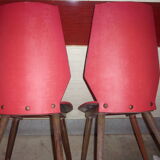 lot of 5 chairs 1950 1960 red feet compass