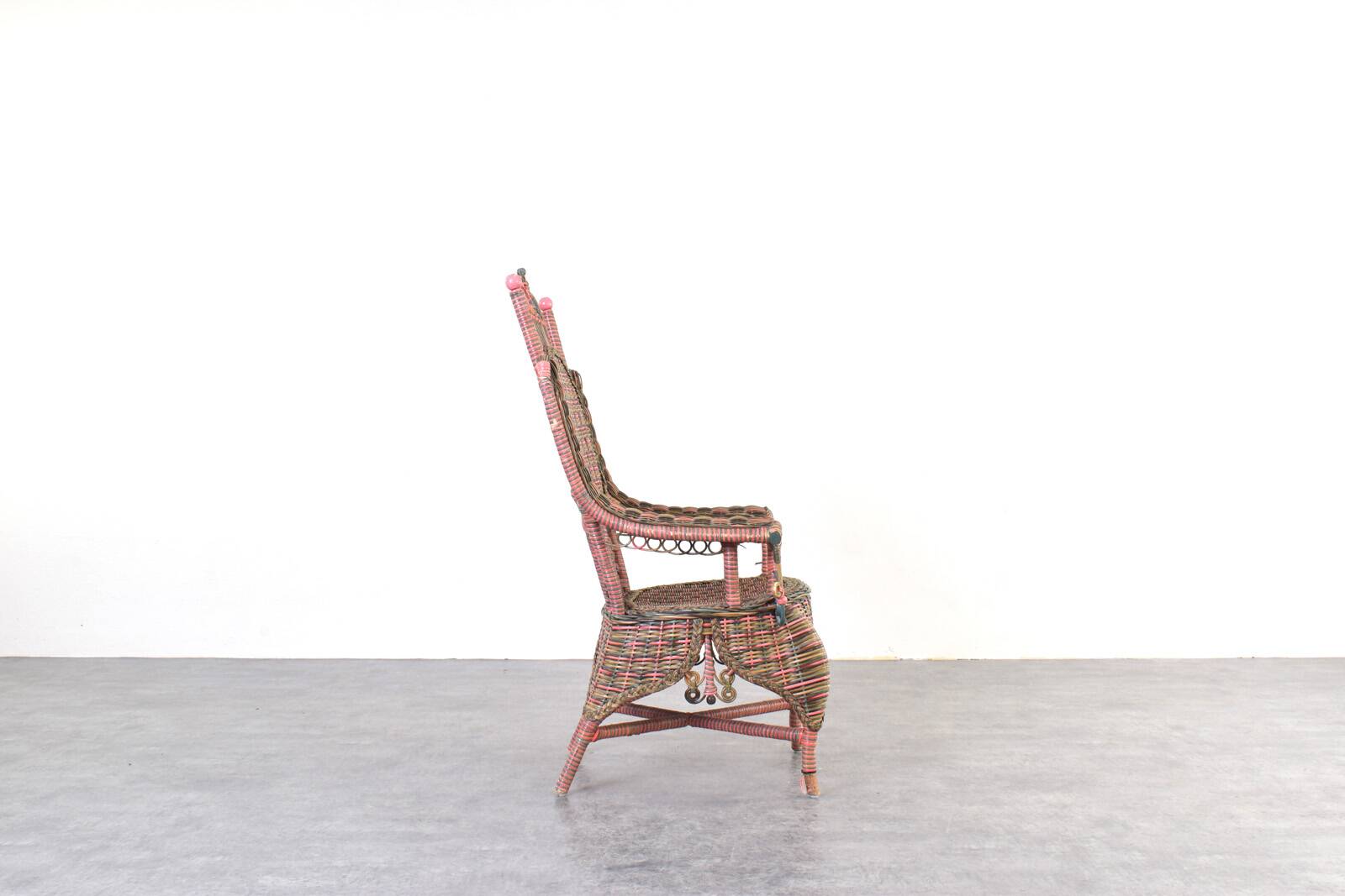 American Victorian Wicker Armchair from Heywood-Wakefield, 1910s.