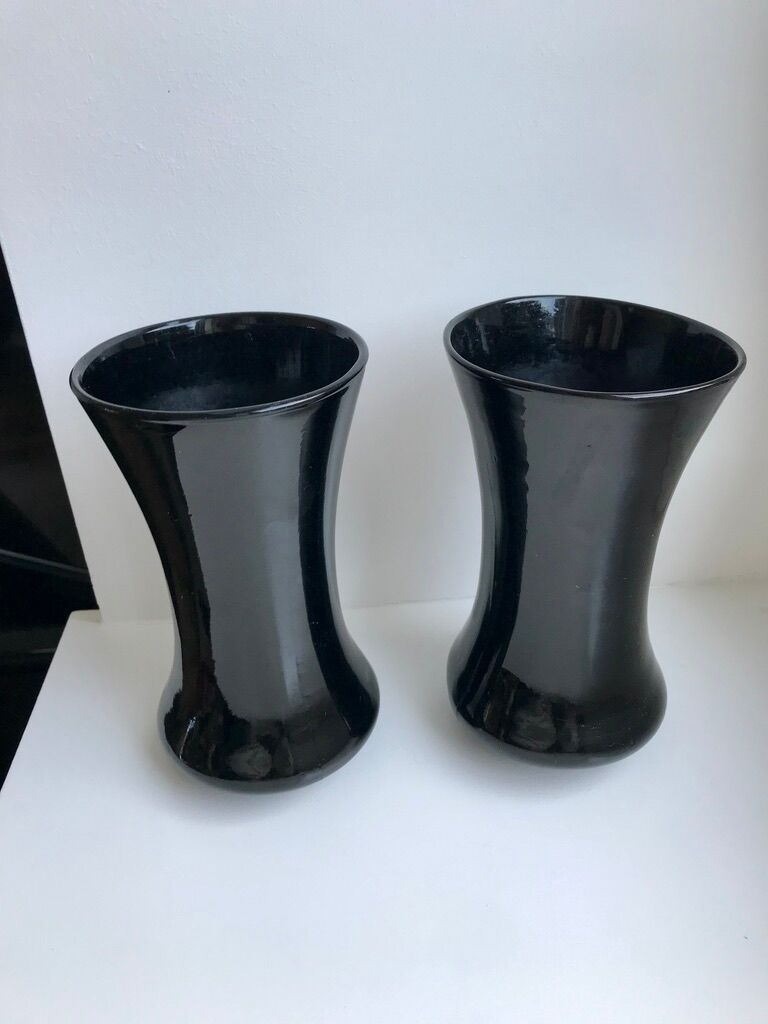 pair of black opaline vases early twentieth century
