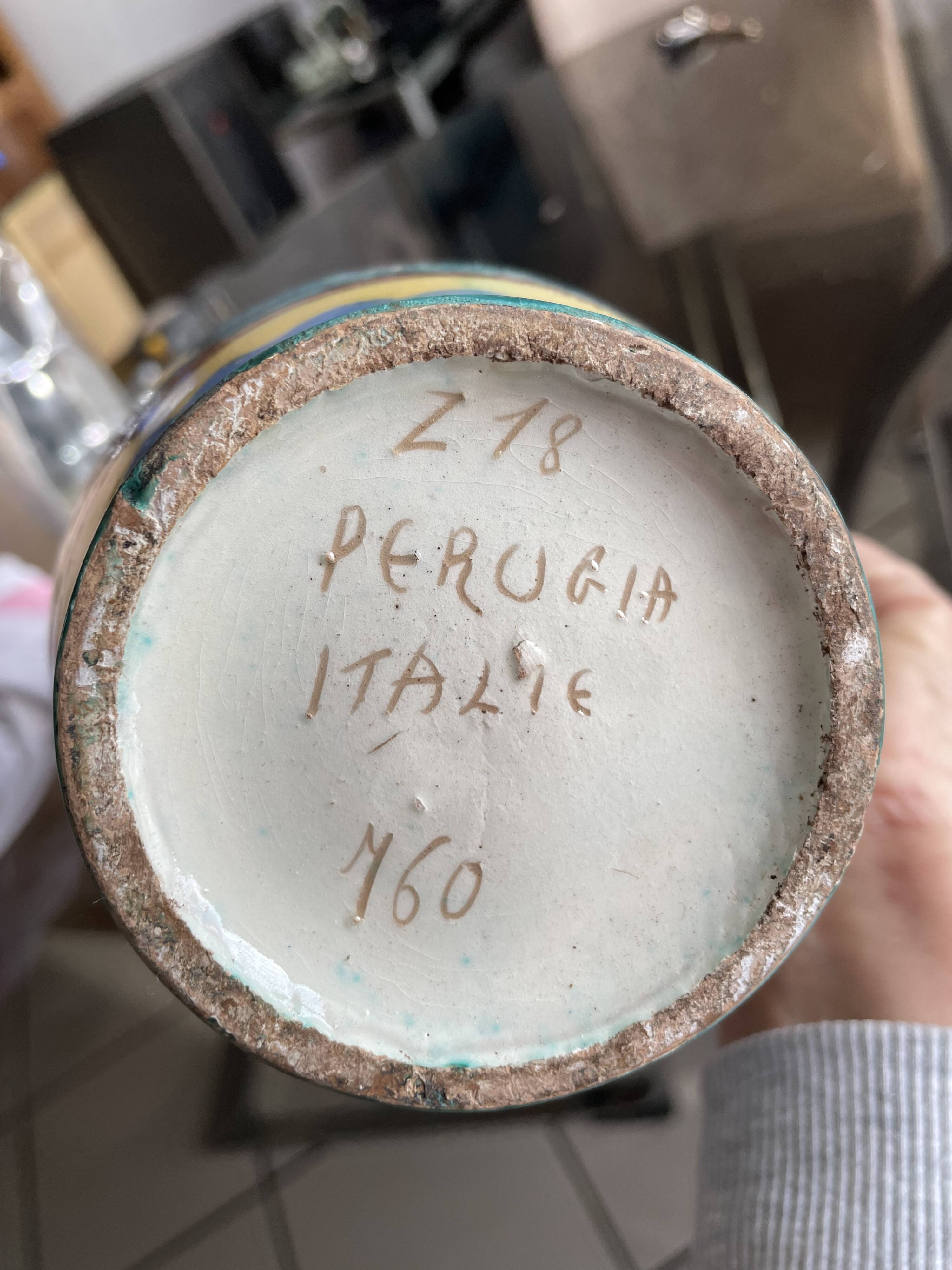 Pair of majolica jugs – perugia italy – 1960s