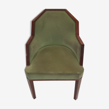 Art Deco armchair with almond green velvet