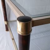 70s glass and brass coffee table