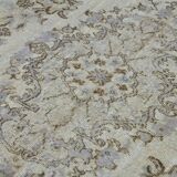 Overdyed Wool Vintage Handmade Carved Rug 178 cm x 275 cm