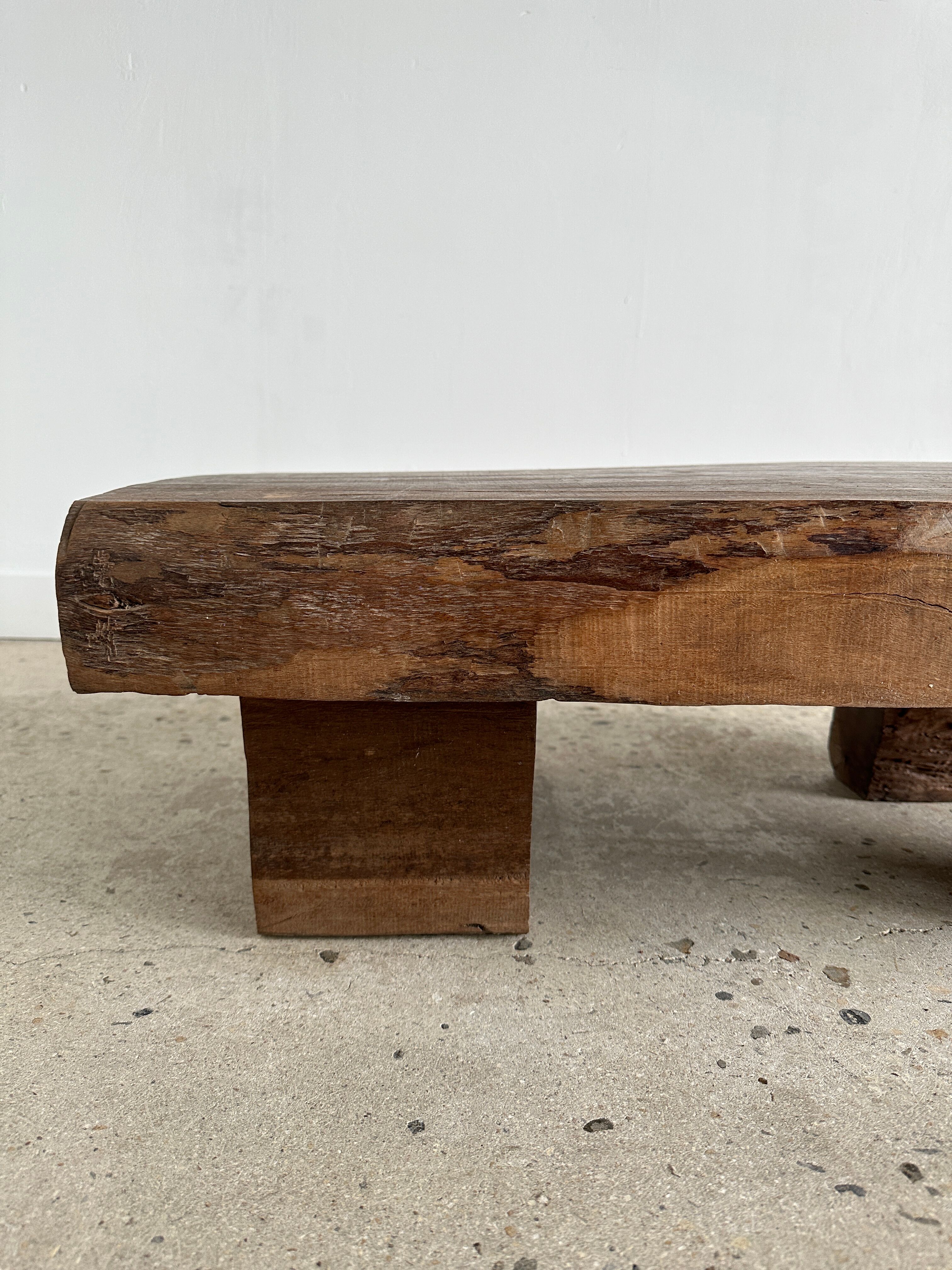 Asian solid wood quadripod brutalist coffee table H30 L81 l42