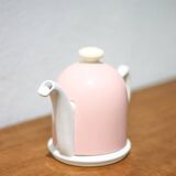 Vintage teapot, porcelain teapot and metal hat, teapot, kettle, infusion, kitchen