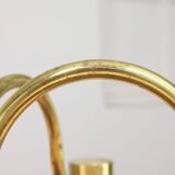 Italian Mid century Modern Chandelier in Brass and Opaline Glass, 1960s
