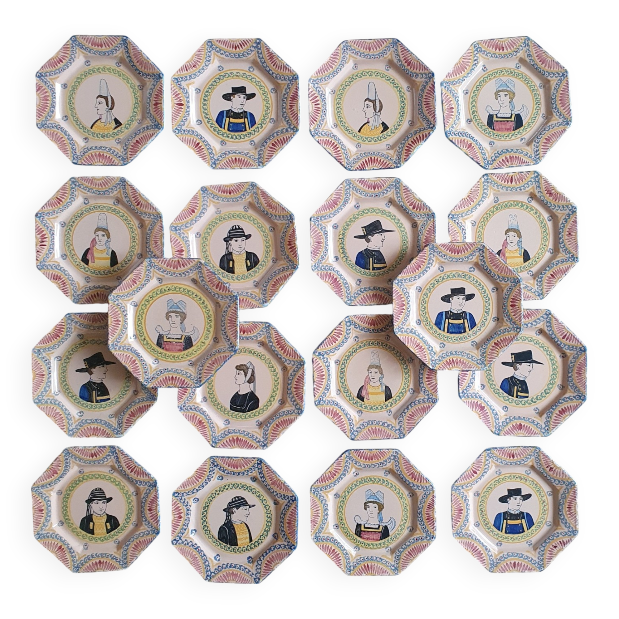 18 Henriot Quimper plates