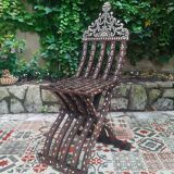 Antique folding oriental chair with mother-of-pearl inlays