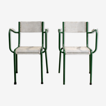 Paire de deux fauteuils jardin métal 1960’