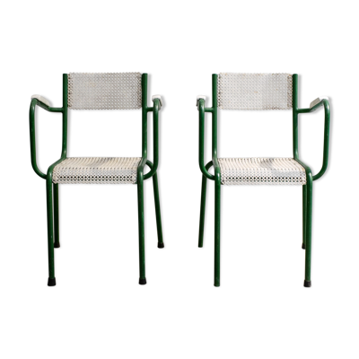 Paire de deux fauteuils jardin métal 1960’